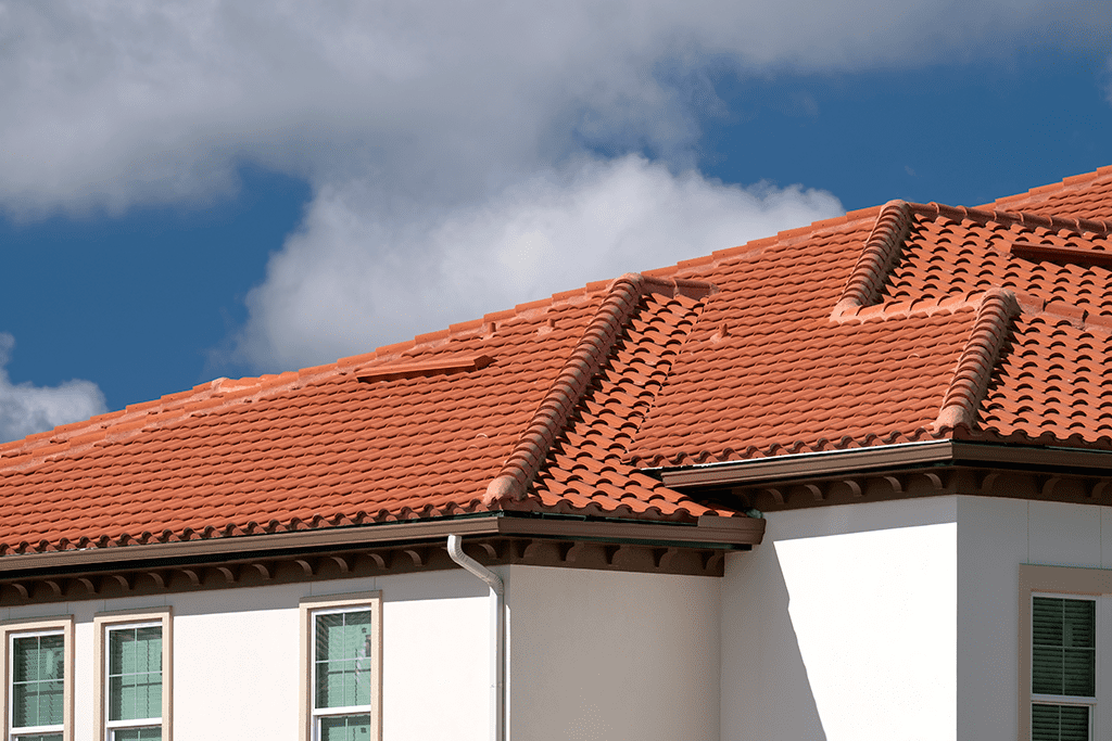 Residential home with a tile roofing system